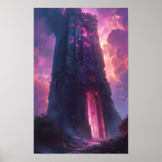 Mystical Stone Obelisk with Arcane Sigils Poster