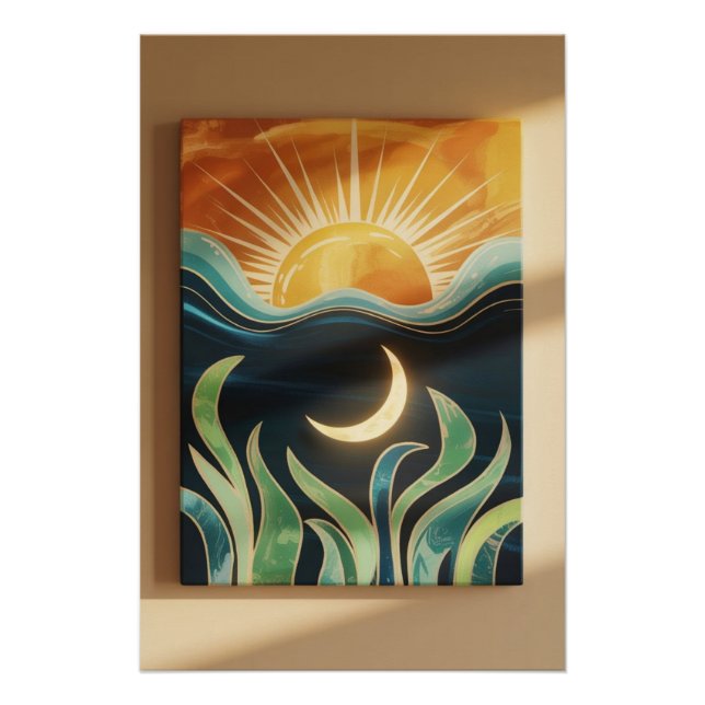 Mystical Sun Moon Bohemian Abstract Nature Decor (Front)