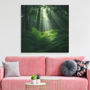 Mystical Sunlight Through Forest Trees Wall Art