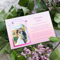 Mystical Sunset Pink Sun Moon Star Photo Wedding