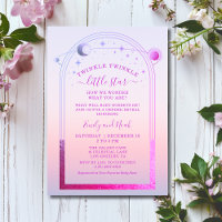 Mystical Sunset Pink Sun Moon Stars Baby Shower