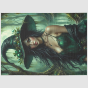 Mystical Swamp Witch in Emerald Green Enchanted Tissue Paper