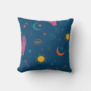 Mystical Symbols and Celestial Pattern Cushion