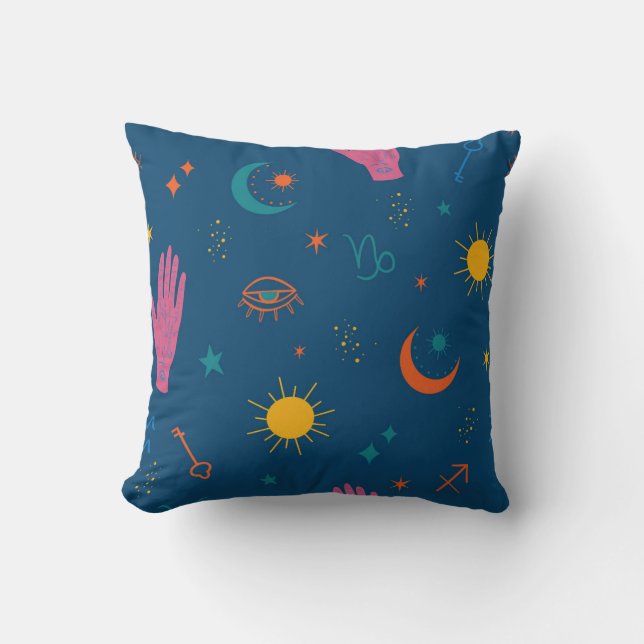 Mystical Symbols and Celestial Pattern Cushion (Front)