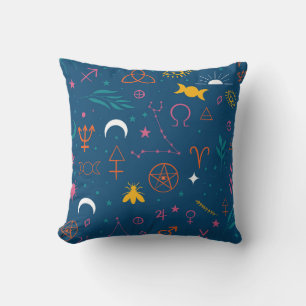 Mystical Symbols and Constellations Pattern Cushion