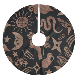 Mystical symbols: snake, sun, moon. brushed polyester tree skirt