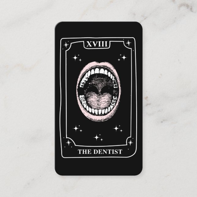 Mystical Tarot Card Black and White Dentist (Front)