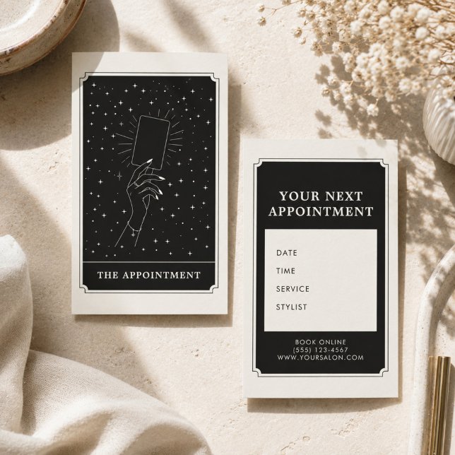 Mystical Tarot Hand Celestial Appointment Reminder Business Card (Creator Uploaded)