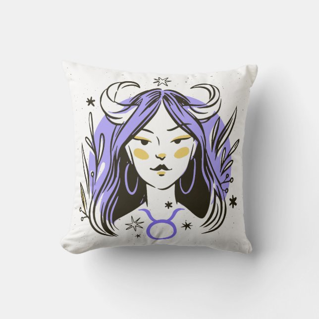 Mystical Taurus Zodiac Cushion (Front)