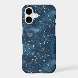 Mystical Teal Gold Cosmic Stars Nebula