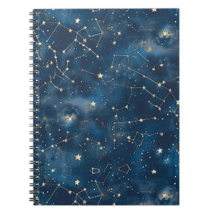 Mystical Teal Gold Cosmic Stars Nebula Notebook