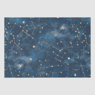 Mystical Teal Gold Cosmic Stars Nebula Tissue Paper