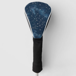 Mystical Teal White Cosmic Stars Nebula Golf Head Cover