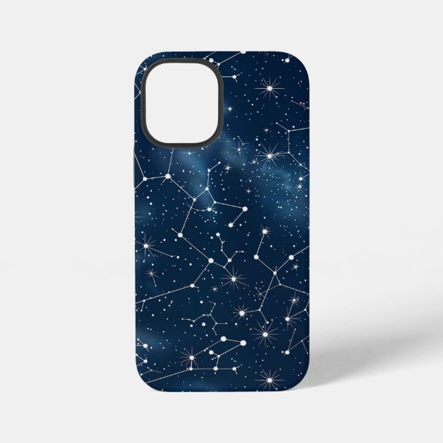 Mystical Teal White Cosmic Stars Nebula iPhone Case (Back)