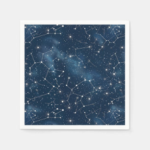 Mystical Teal White Cosmic Stars Nebula Napkin