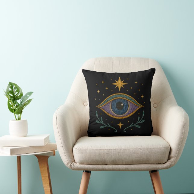 Mystical Third Eye Unisex Embroidered Look Cushion (Chair)