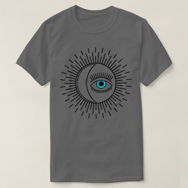 MYSTICAL THIRD or INNER EYE TURQUOISE WITH SUN T-Shirt (Design Front)