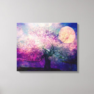 Mystical Tree and Night Moon Canvas Print