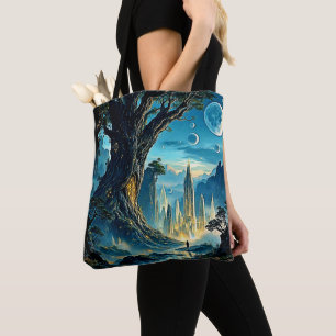 Mystical Tree City Dreamscape Tote Bag