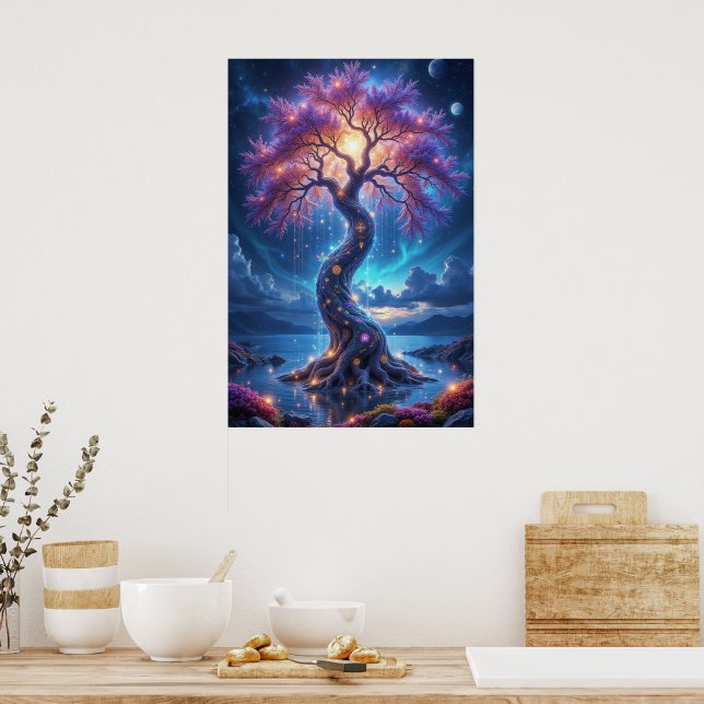 Mystical Tree of Life and Celestial Garden Poster (Kitchen)