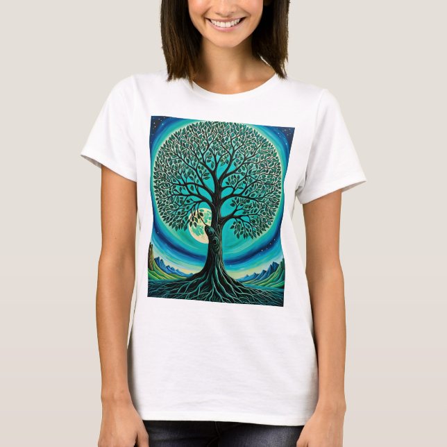 Mystical Tree of Life Moonlit T-Shirt (Front)