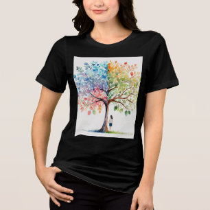 Mystical Tree Under Girl T-Shirt – Black AeT-Shirt Tri-Blend Shirt