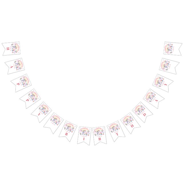 Mystical Unicorn Floral Girl 1st Birthday Party  Bunting (All)