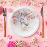 Mystical Unicorn Floral Girl 1st Birthday Party Paper Plate<br><div class="desc">Introducing our captivating Mystical Unicorn and Pink Floral Girl 1st Birthday Party Design. Immerse yourself in a world of enchantment as you prepare to celebrate your little one. This exquisite collection features a majestic unicorn as the focal point, gracefully adorned with delicate pink flowers and set against a backdrop of...</div>
