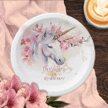 Mystical Unicorn Floral Girl 6th Birthday Party Paper Plate<br><div class="desc">Introducing our captivating Mystical Unicorn and Pink Floral Girl 6th Birthday Party Design. Immerse yourself in a world of enchantment as you prepare to celebrate your little one. This exquisite collection features a majestic unicorn as the focal point, gracefully adorned with delicate pink flowers and set against a backdrop of...</div>