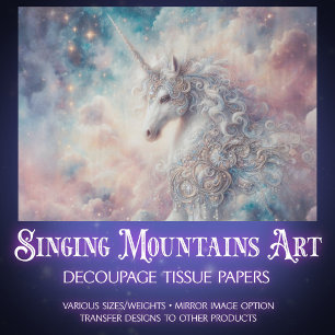 Mystical Unicorn Galaxy Sky Decoupage  Tissue Paper
