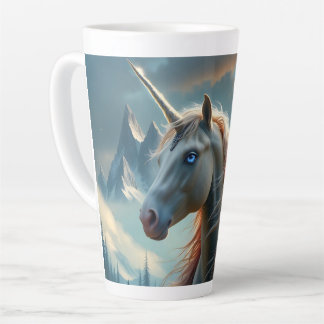 Mystical Unicorn in Enchanted Mountains Latte Mug