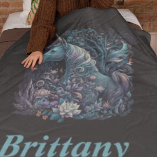 Mystical Unicorn - Personalised Fantasy Forest Fleece Blanket
