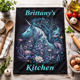 Mystical Unicorn - Personalised Fantasy Forest Tea Towel