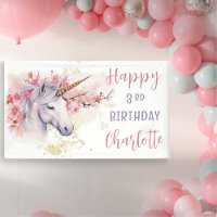 Mystical Unicorn | Pink Floral Girl 3rd Birthday