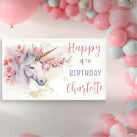 Mystical Unicorn | Pink Floral Girl 4th Birthday