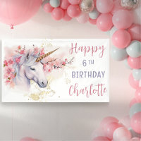Mystical Unicorn | Pink Floral Girl 6th Birthday