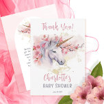 Mystical Unicorn | Pink Floral Girl Baby Shower Thank You Card<br><div class="desc">Introducing our captivating Mystical Unicorn and Pink Floral Girl Baby Shower "Thank You" Design. Immerse yourself in a world of enchantment as you prepare to celebrate the arrival of a little one. This exquisite collection features a majestic unicorn as the focal point, gracefully adorned with delicate pink flowers and set...</div>