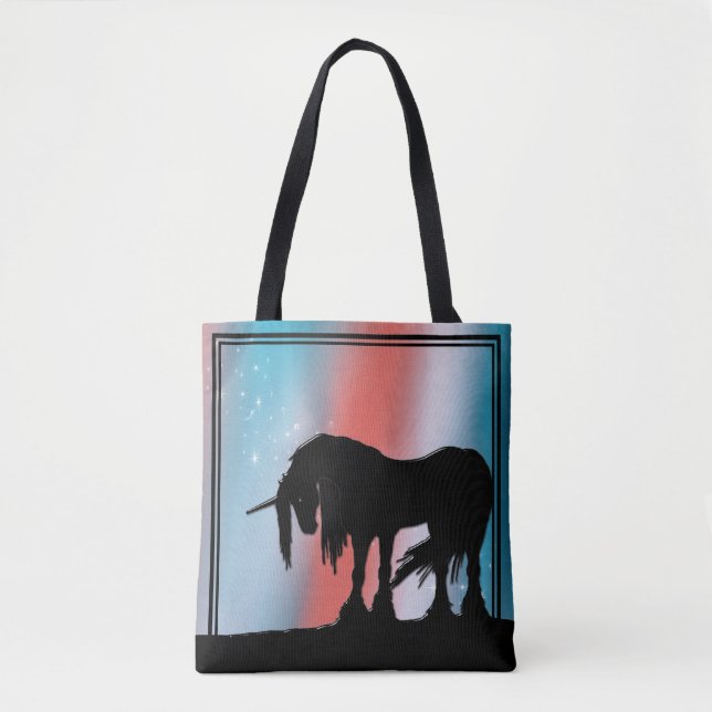 Mystical Unicorn (red and blue) Tote Bag (Front)