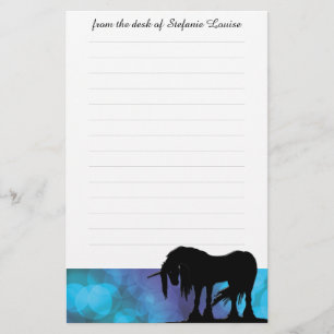 Mystical Unicorn w/lines (blue/green) Stationery