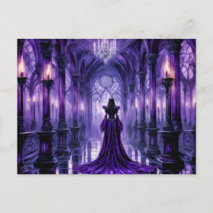 Mystical Vampire Queen in Gothic Castle Hall Postcard