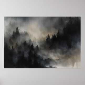 Mystical Veil Art - Layered Brushstrokes in Dark Poster
