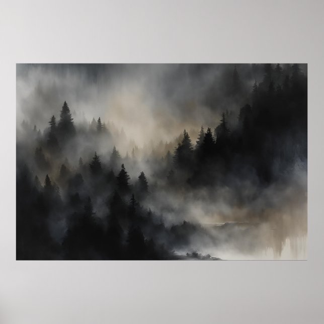Mystical Veil Art - Layered Brushstrokes in Dark Poster (Front)
