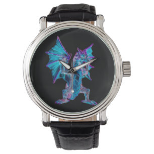 Mystical Vibrant Fantasy Celebration Aqua Dragon Watch