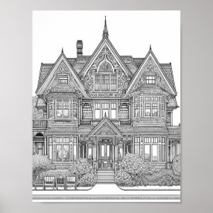 Mystical Victorian Home 10:  Adult Colouring Poste Poster