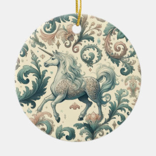 Mystical Victorian Unicorns: Enchanted Floral  Ceramic Tree Decoration