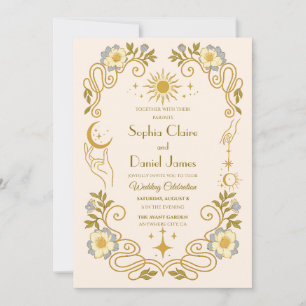 Mystical Vintage Floral Wedding Invitation