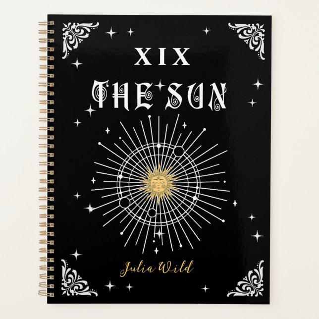 Mystical W Fortune Tarot The Sun Halloween Gothic Planner (Front)