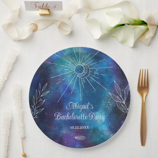 Mystical Watercolor Bachelorette Party Paper Plate (Wedding)