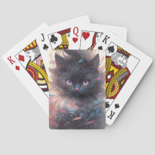 Mystical Watercolor Black Cat   Cute  Cat Playing Cards