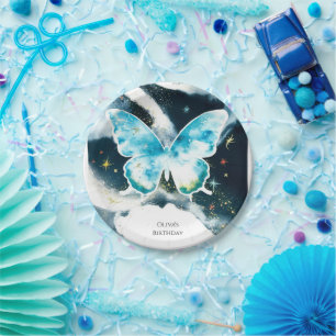 Mystical Watercolor Butterfly Birthday Paper Plate